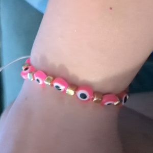Pink evil eye bracelet
